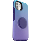 OtterBox + POP Symmetry Series iPhone 11/XR Case - Making Waves Purple and Blue Sparkles Graphic Design, Apple Phonecase, Attached Popsocket, Raised Screen Bumper, Wireless Charging Compatible - Like New